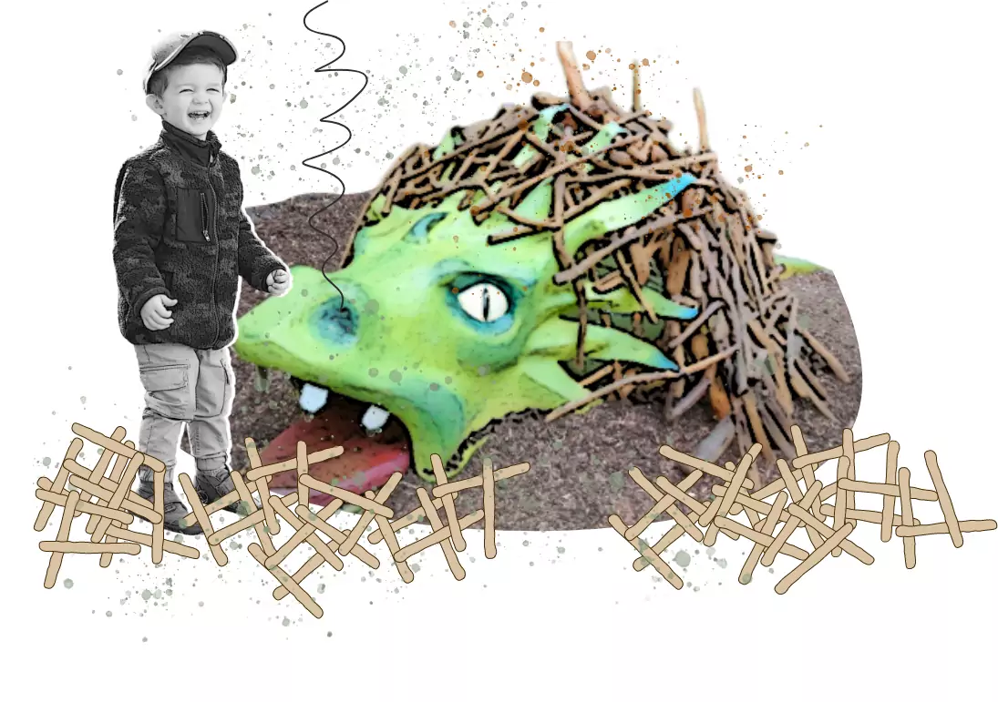 Illustration kleiner junge mit Drache